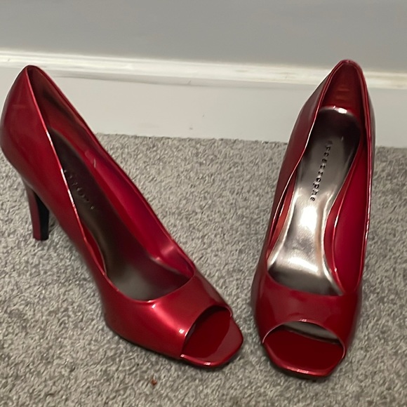 Ruby red peep toe heels size 10 - Picture 1 of 4